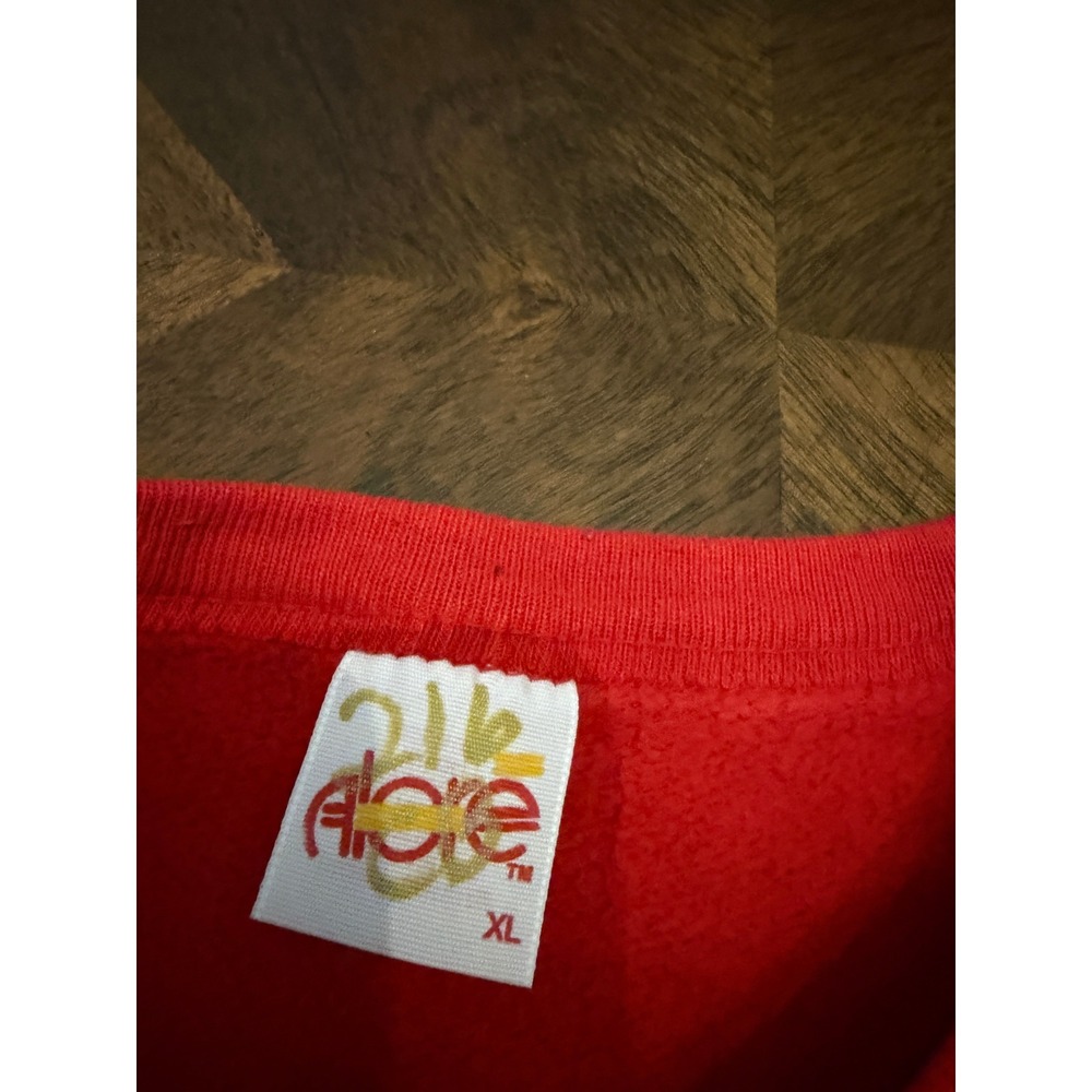 Vintage 90s Christmas Santa Angel Sweatshirt Red Raglan Crewneck XL 24k More - Picture 3 of 5